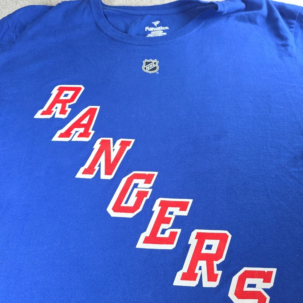 Fanatics T-Shirt Mens XL Blue New York Rangers Alexis Lafrenière 13 NHL Logo‎